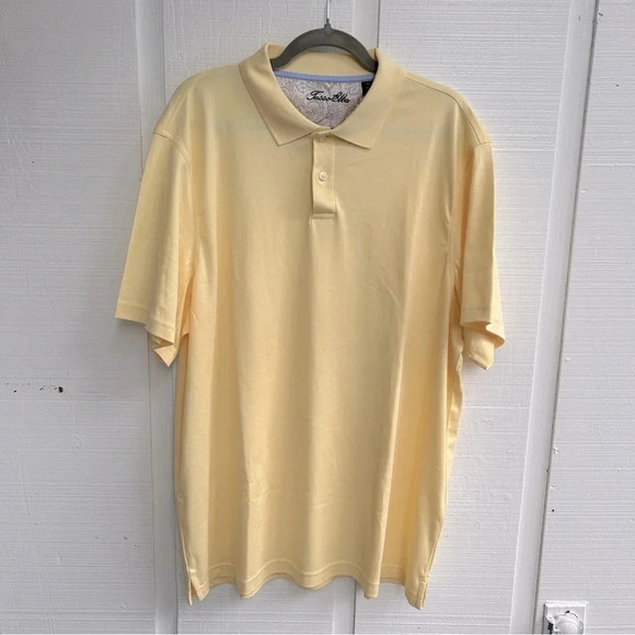 Tasso Elba Other - Men’s Tasso Elba 100% Cotton Rugby Polo‎ Button Front Golf Shirt in Lemon Butter